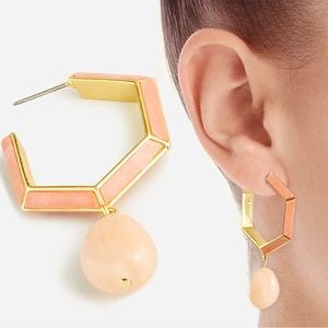 J.Crew Earrings Semiprecious stone triangle prism hoop in Fresh Peach